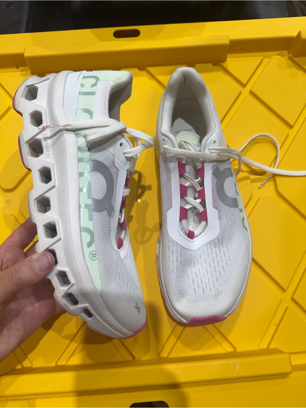 On Running Cloudnova White Sneakers with Mint & Pink Accents